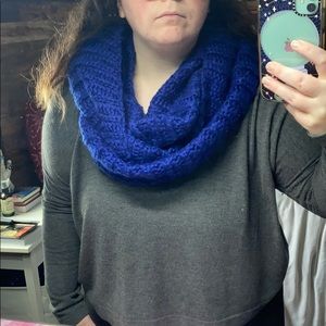 jewel tone blue chunky knit infinity scarf